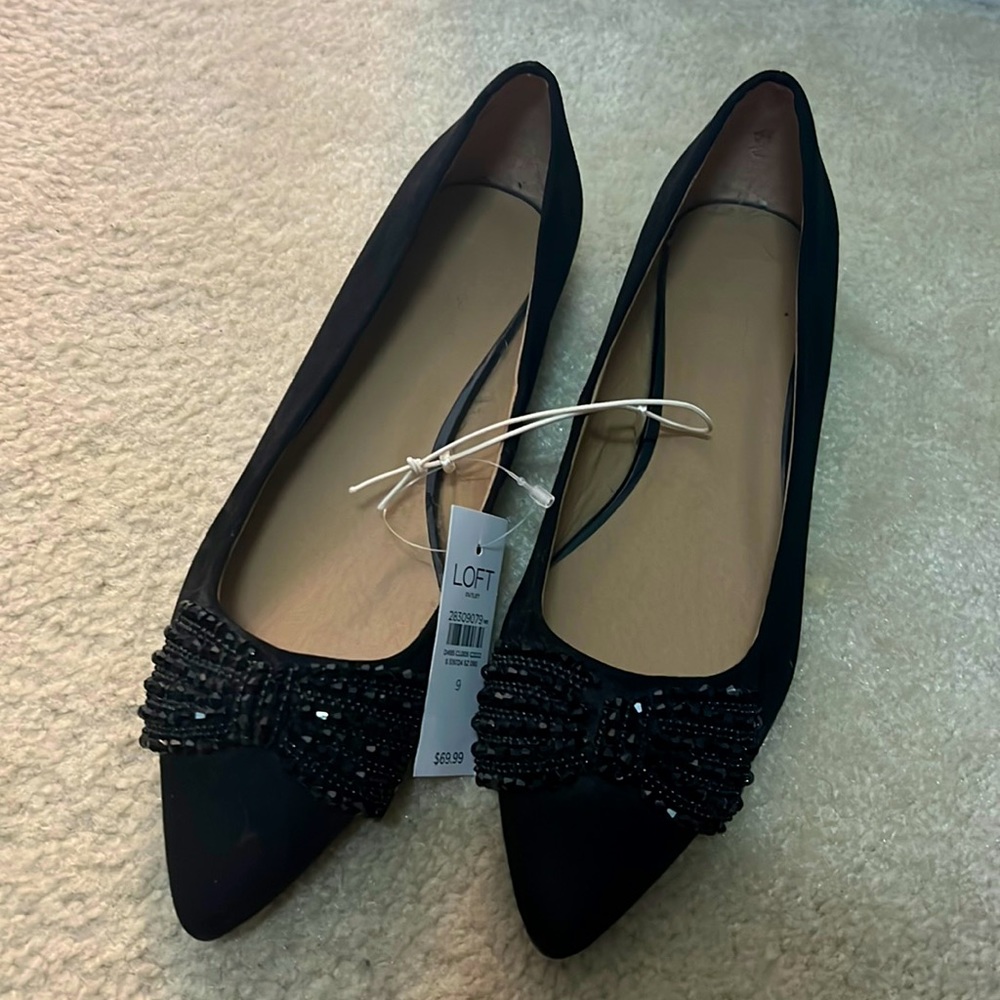 Gem-Studded Black Flats